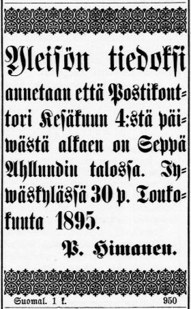 Jyväskylä Keski Suomi 1.6.1895