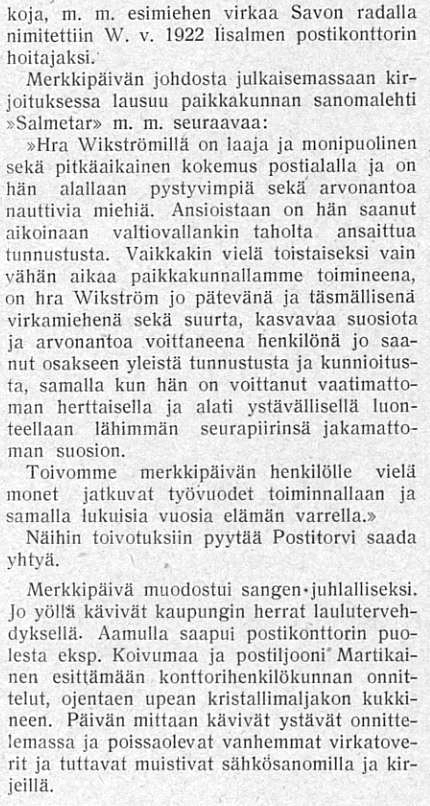 Wikström 60v Postitorvi 1.12.1925 osa 2